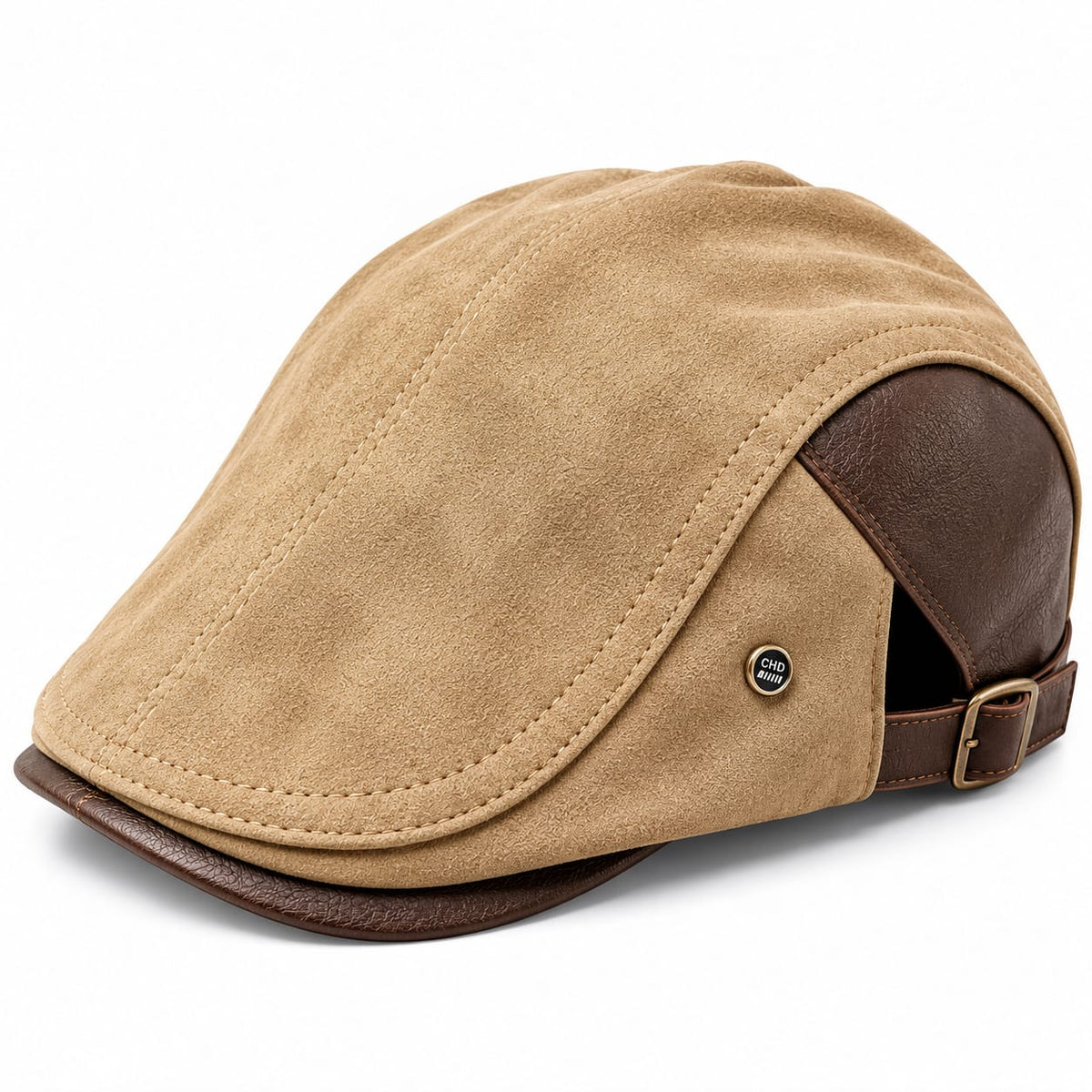 Casquette Gavroche-Beige & Marron (Cuir)