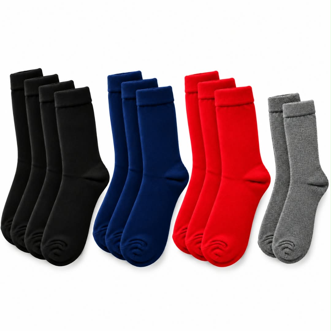 Lot De 12 Paires De Chaussettes Sans Motif(Noir-Bleu-Rouge-Gris) CHSM01