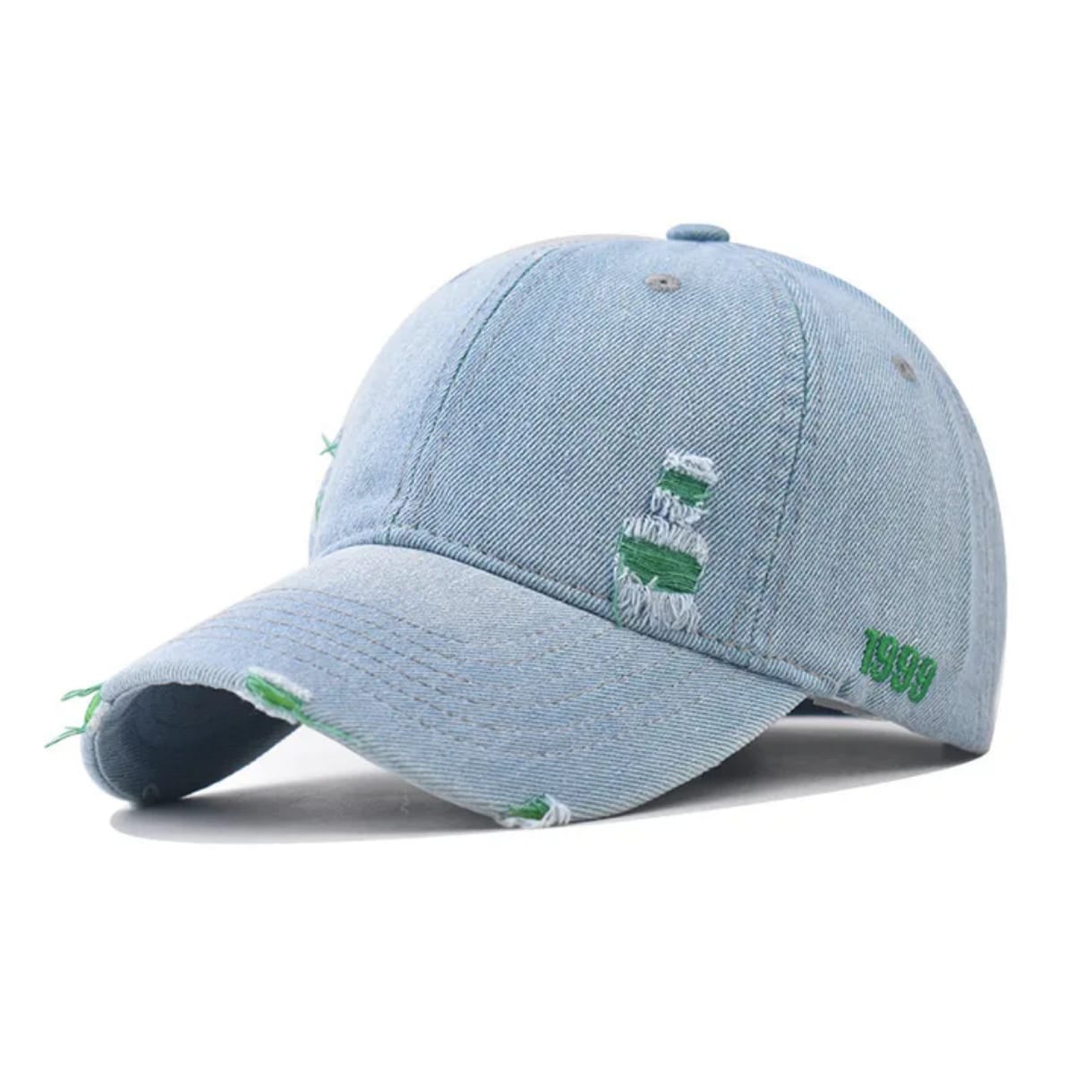 Casquette "1999" Denim Clair ( détail vert)
