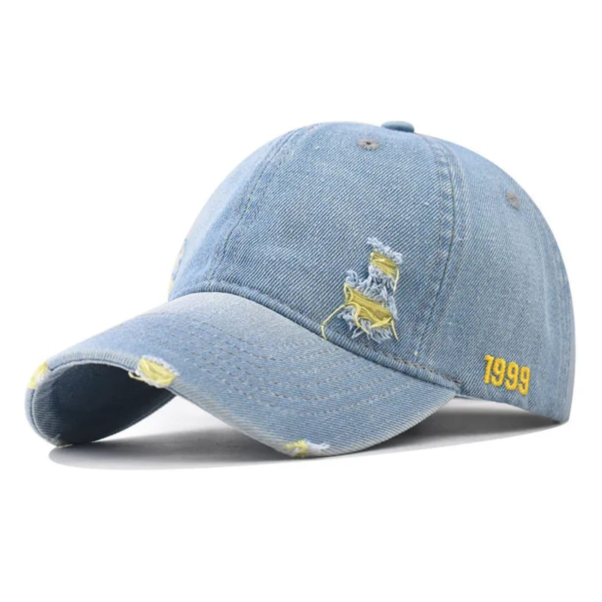 Casquette "1999" Denim Clair ( détail jaune)