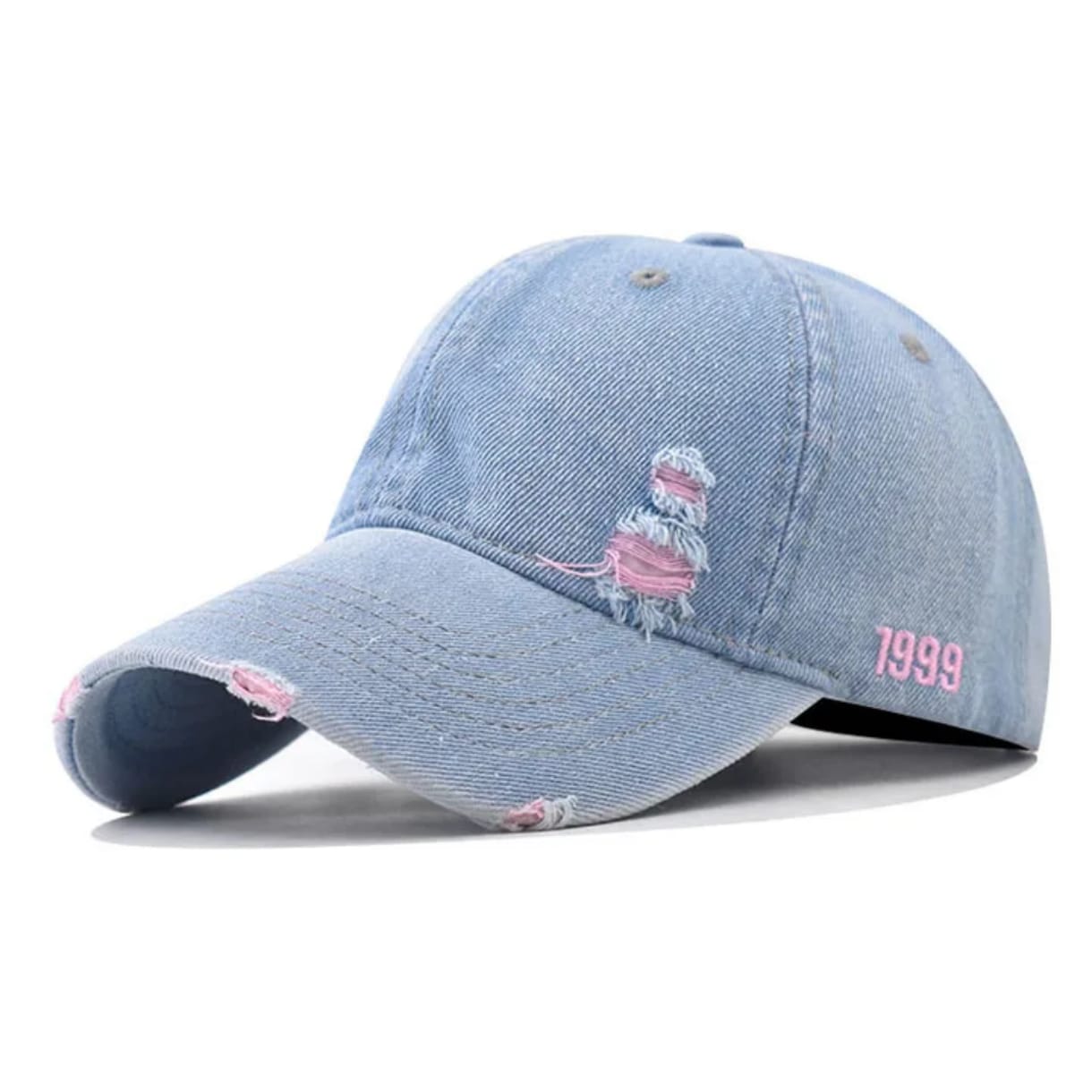 Casquette "1999" Denim Clair ( détail rose)
