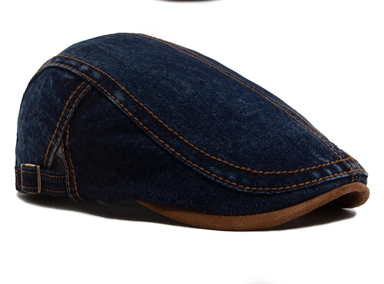 Casquette Plate Denim(Bleu foncé)