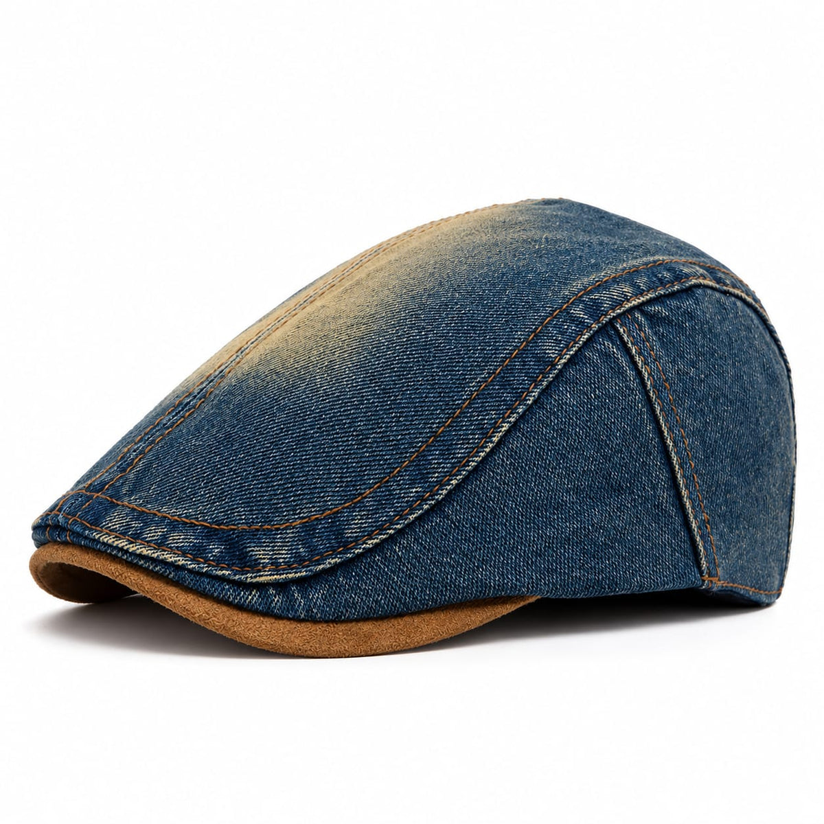 Casquette Plate Denim Délavé (Bleu)