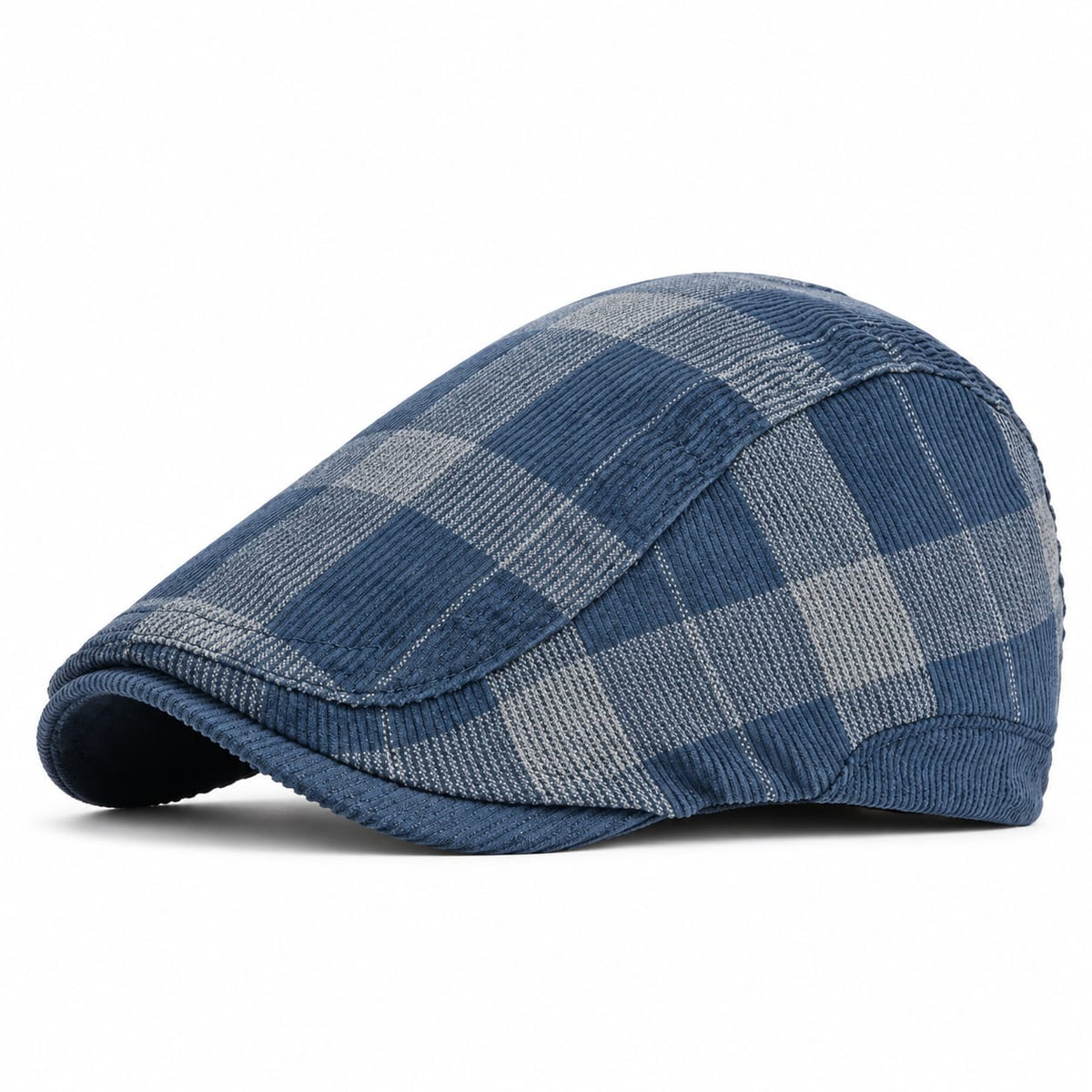 Casquette Plate à Carreaux ( Bleu Jeans)