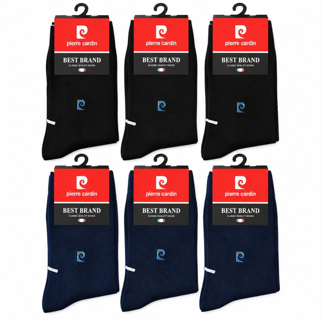 Lot De 6 Paires De Chaussettes Pierre Cardin Taille Haute(3 NOIRS-3 Bleu) LCPC01