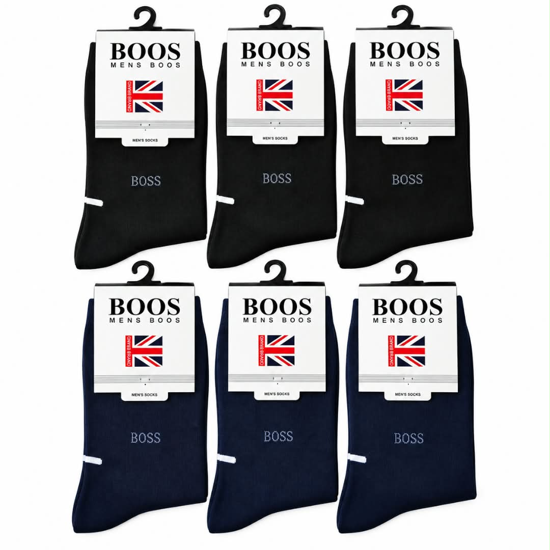 Lot De 6 Paires De Chaussettes Boss Taille Haute(3 NOIRS-3 Bleu) LCBS01